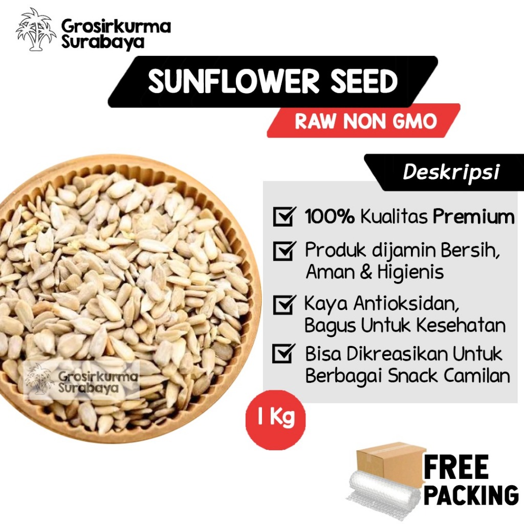 

Sunflower Seed 1KG Biji Bunga Matahari Original Kupas Panggang Organic Menu Sehat Sarapan Cemilan