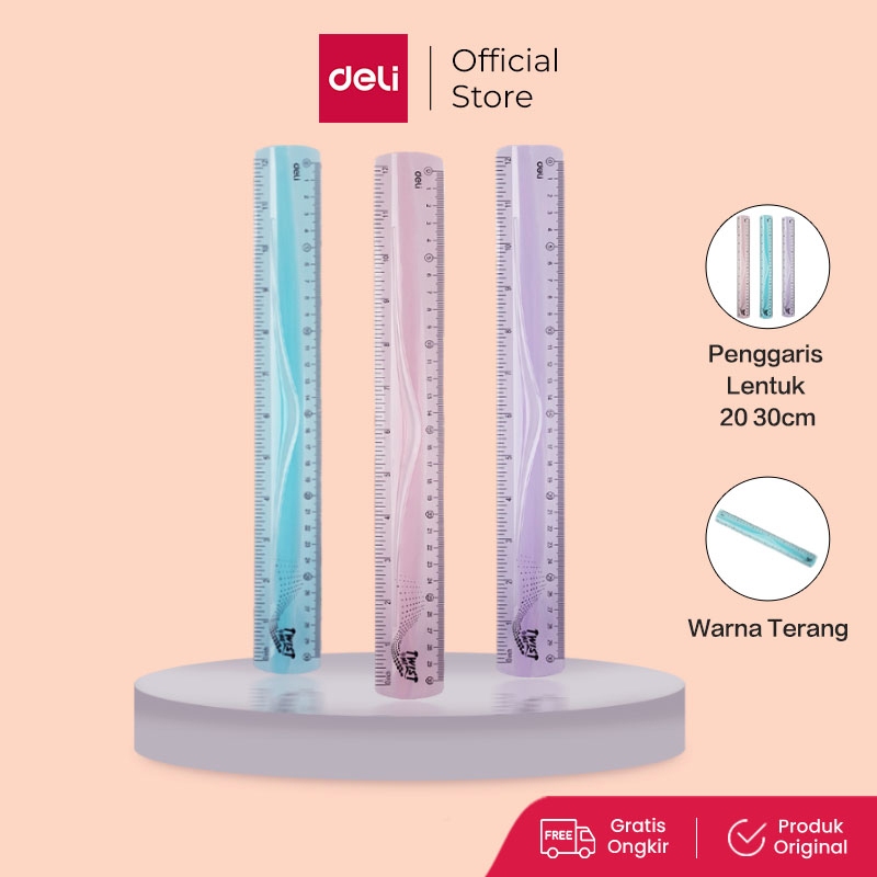 

Deli Ultra Flexible Ruler / Penggaris Lentur 20 30 cm Warna Terang EH20 EH21