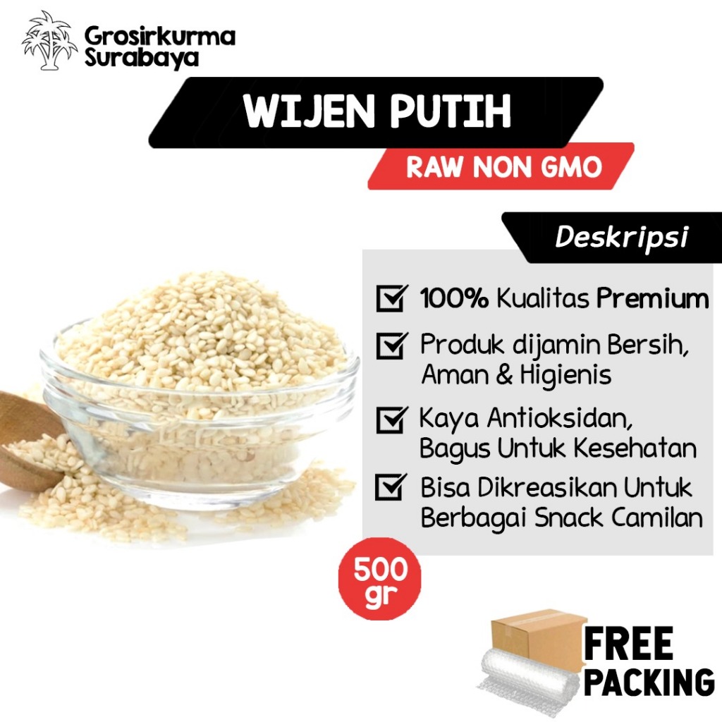 

BIJI WIJEN 500GR White Sesame Seeds RAW / Biji Wijen Putih Organic Natural Premium Original