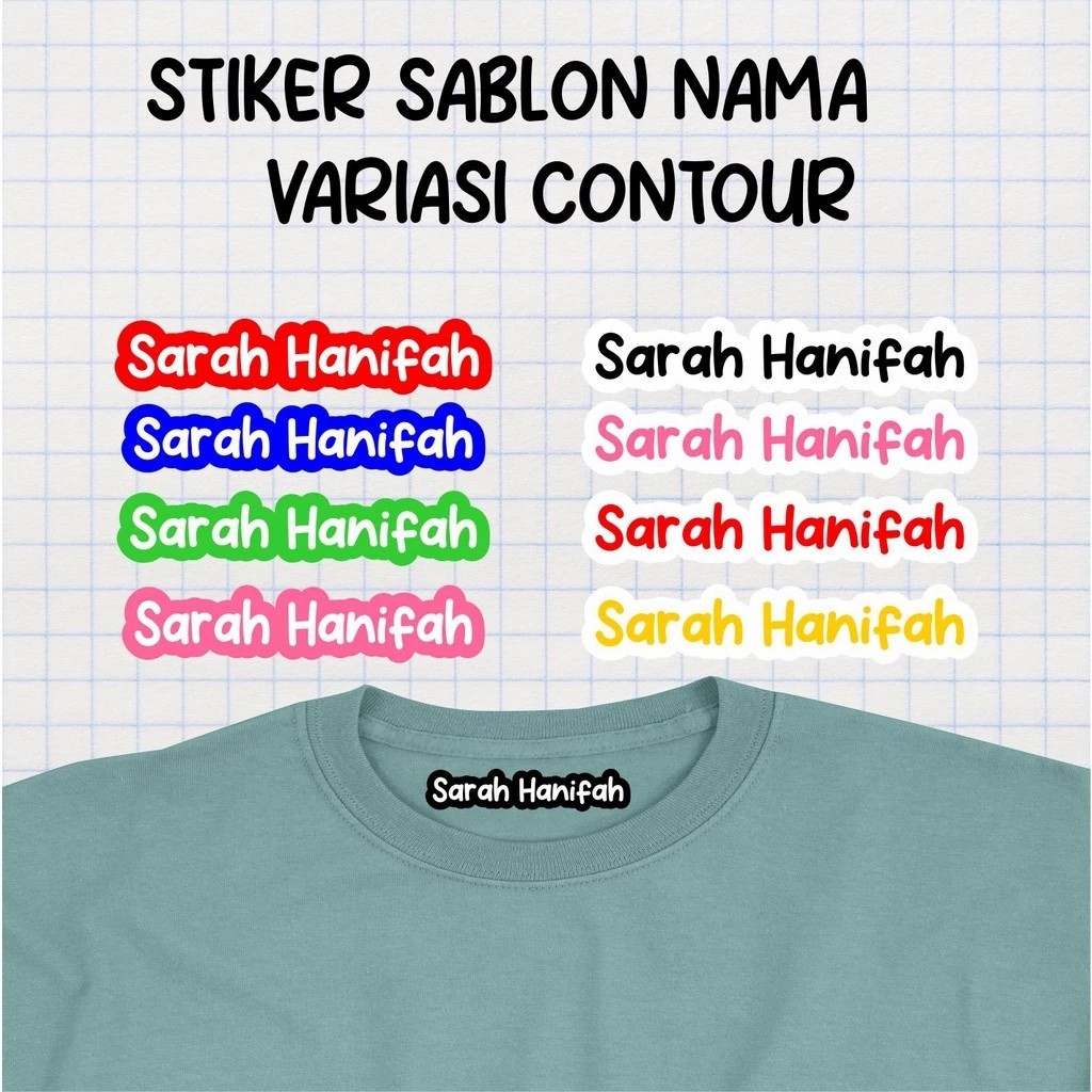 

Sticker Label Nama Kain Baju Isi 50Pcs Kaos Sablon Setrika Sticker Iron Custom Tulisan