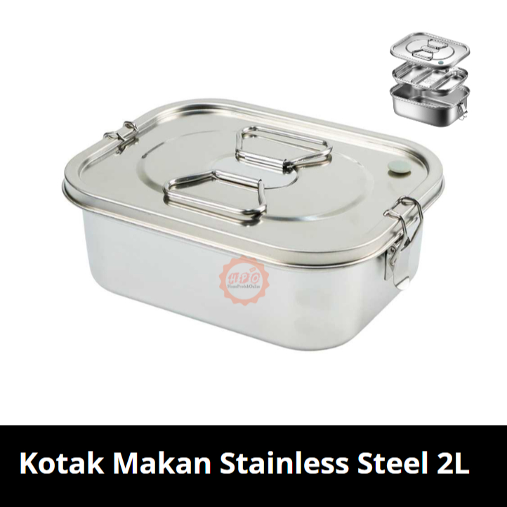 Kotak Makan Lunch Box Stainless Steel 304 2L