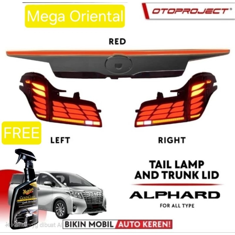 OTOPROJECT STOPLAMP LAMPU BELAKANG ALPHARD / VELLFIRE 2015-2023 / GEN 3 + TRUNKLID LAMPU LED BELAKAN