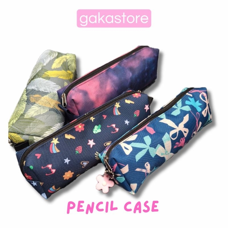 

Kotak pencil motif pita FREE gantungan - pencil case canvas gakastore