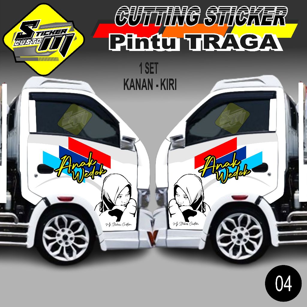 CUTTING STICKER PINTU SAMPING MOBIL PICKUP TRAGA  ,ELF DLL CAPLIN  04
