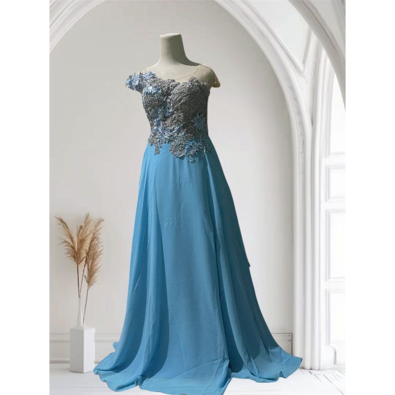 PRELOVED WEDDING DRESS ASH BLUE