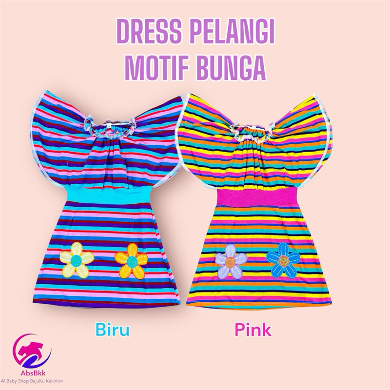 DRESS PELANGI ANAK kutung MOTIF BUNGA