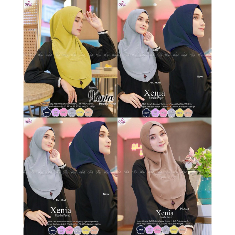 Xenia Hoodie Payet Hijab Wanita By Oval Ceruty babyDoll Hijab Hoodie