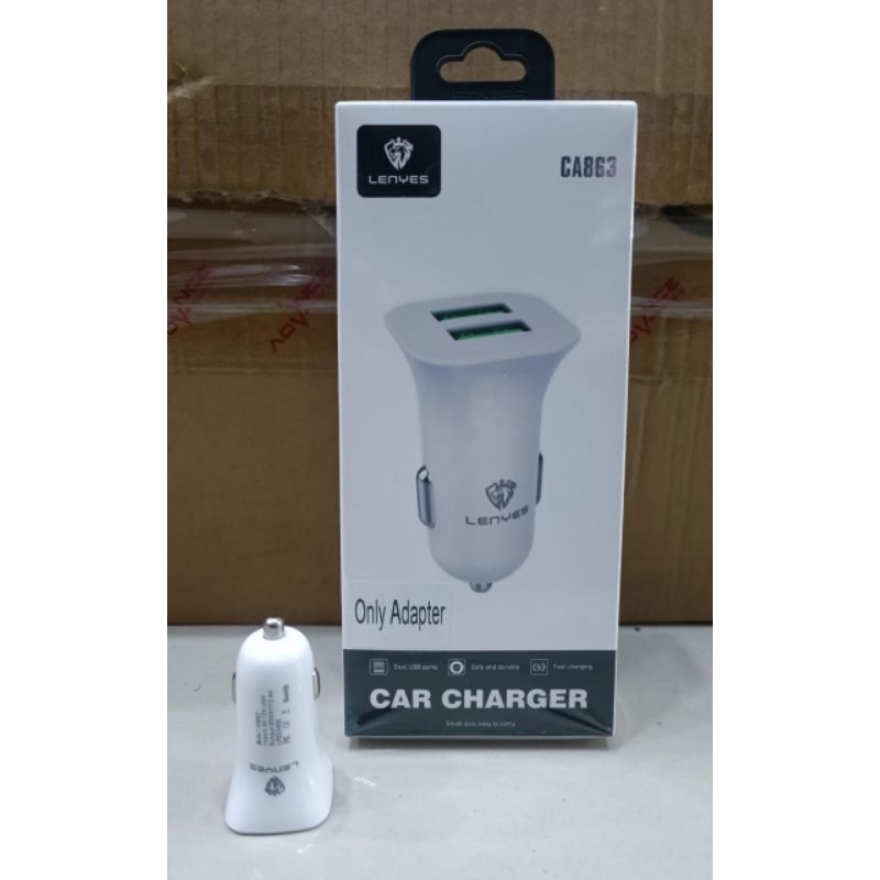 car charger lenyes ca 863 / saver mobil lenyes CA863 2.4A 2 USB port batol car charger CA 863