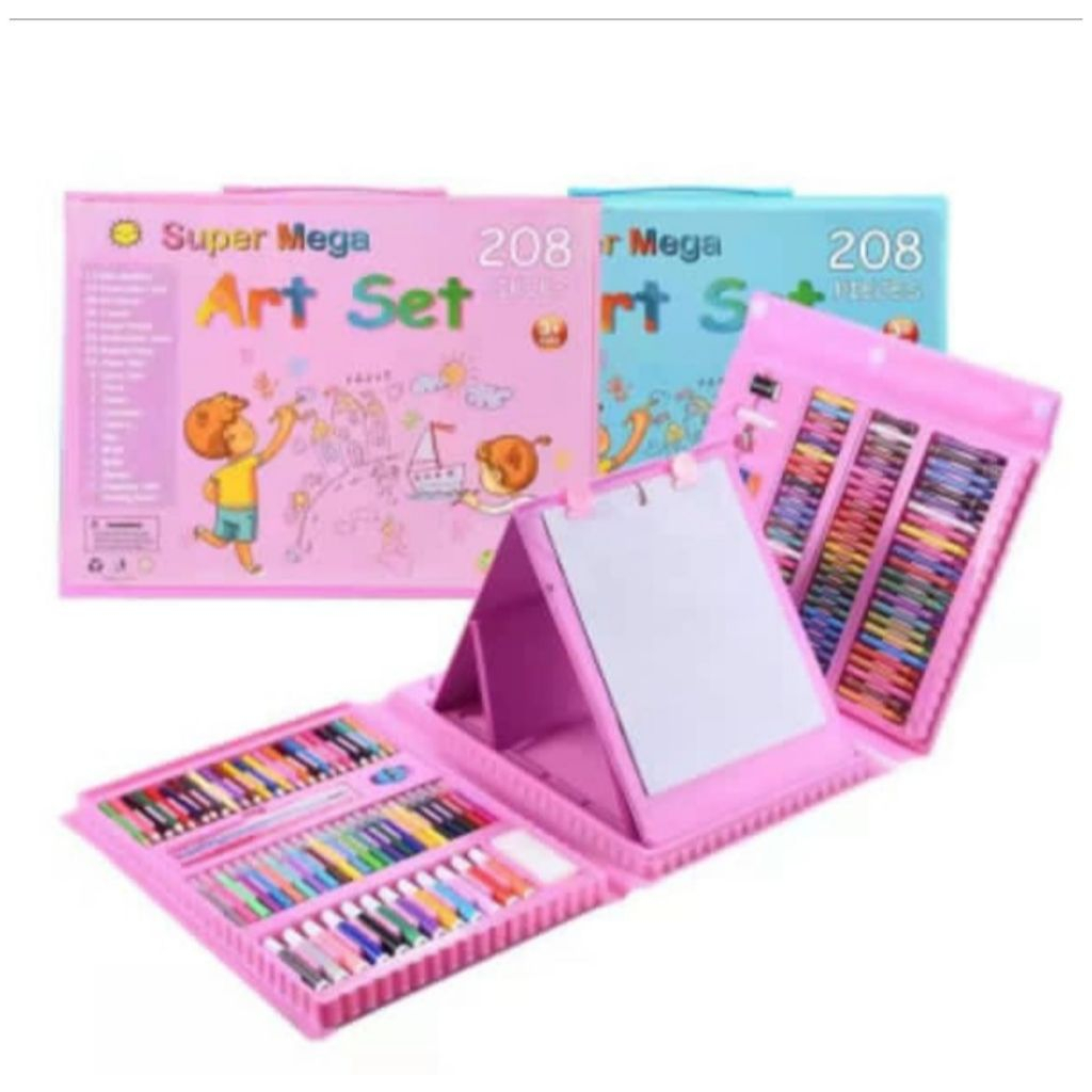 

[planet] Perlengkapan Menggambar Anak Krayon & Pastel Spidol Cat Air - Super Mega Art Set Crayon 208 pcs