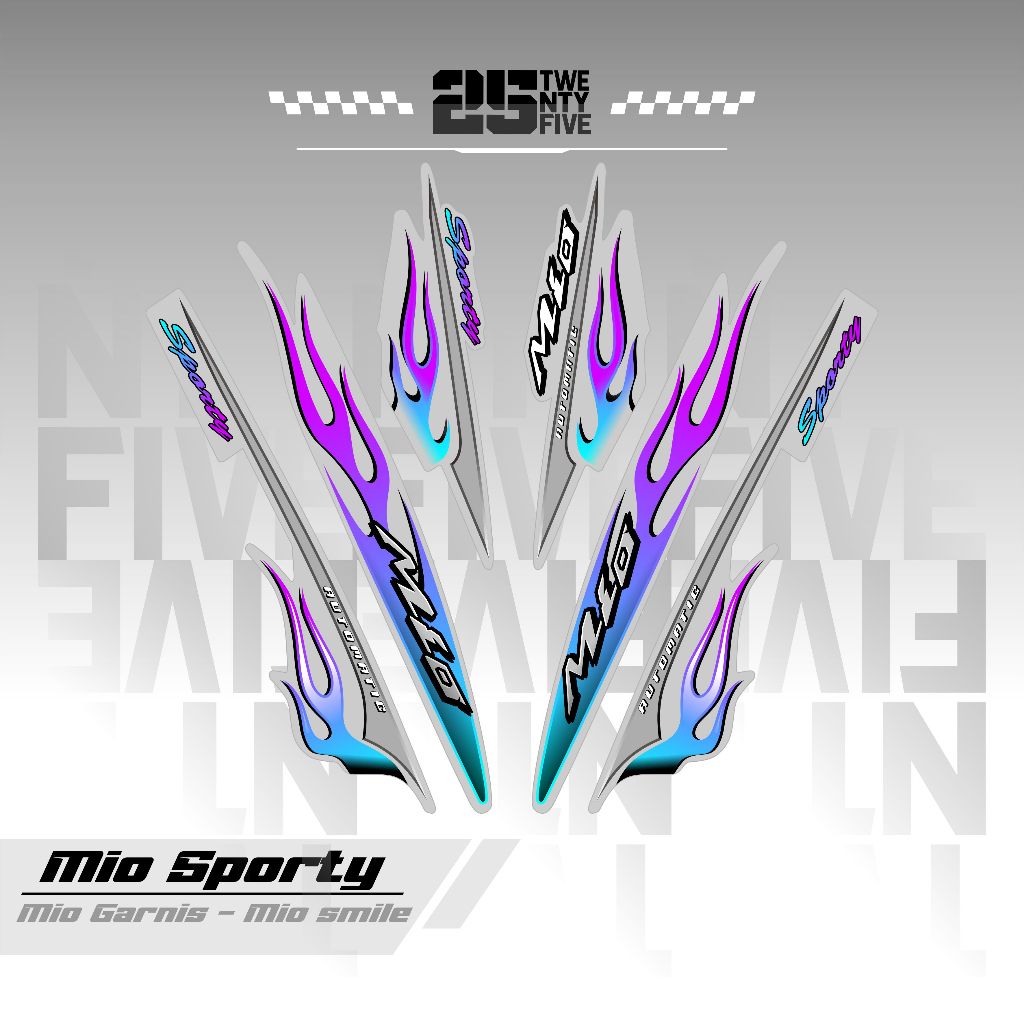 STRIPING MIO SPORTY API/VARIASI 5/DASAR ABU/STIKER MIO SPORTY/MIO SMILE/STRIPING MIO API/STIKER MOTO
