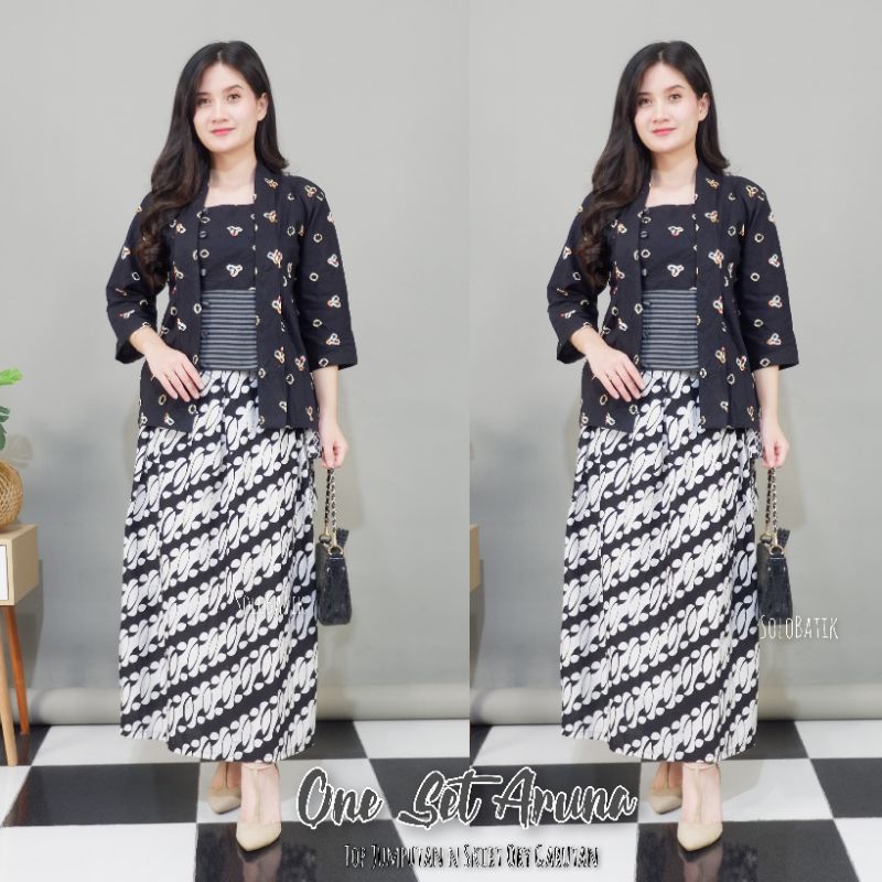 SETELAN BATIK SOLO JUMPUTAN ASLI HANDMADE ARUNAMIX ROK GARUTAN