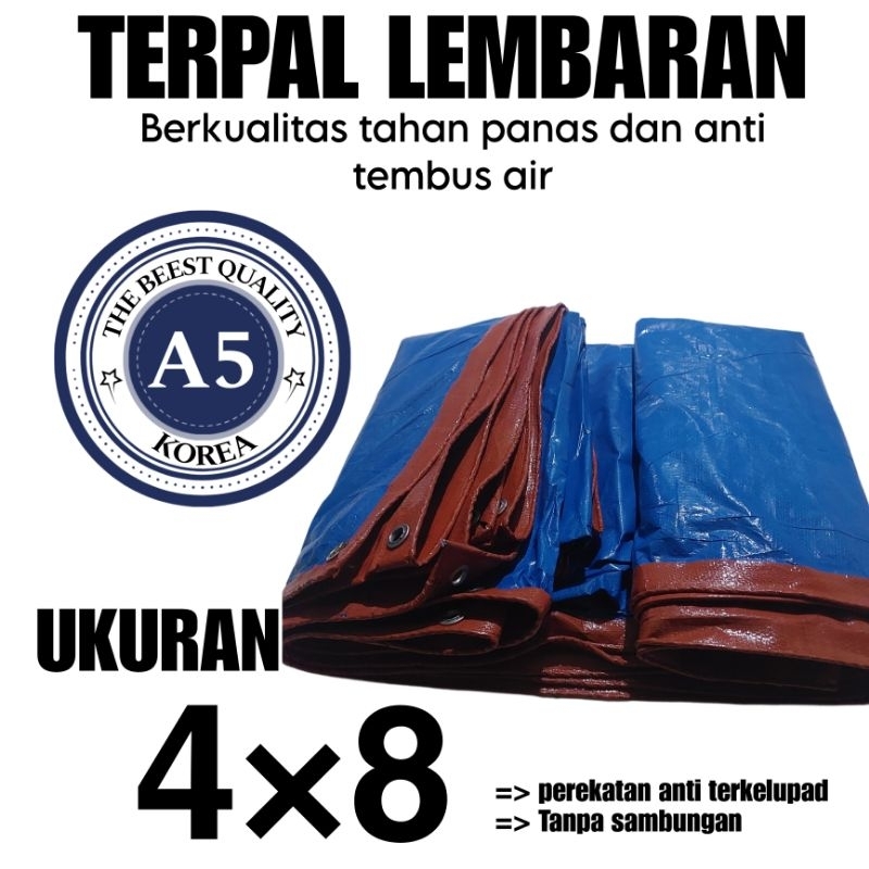 Terpal lembaran A5 warna BIRU ORANGE ukuran 4×8 kualitas kuat,tahan panas & anti tembus air fungsi t