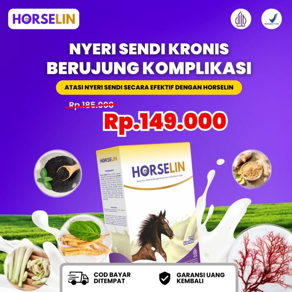 

HORSELIN Susu Kuda Sumbawa 1 Box 300Gram Atasi Nyeri Sendi