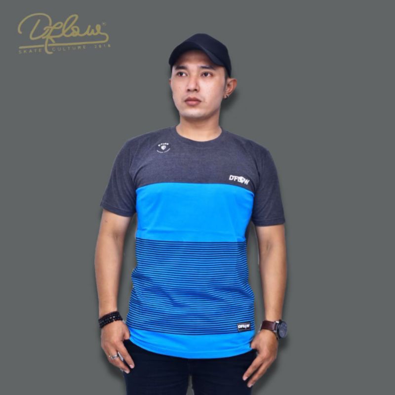 KAOS DFLOW WARNA BIRU DISTRO BAJU KEREN FREE STICKER