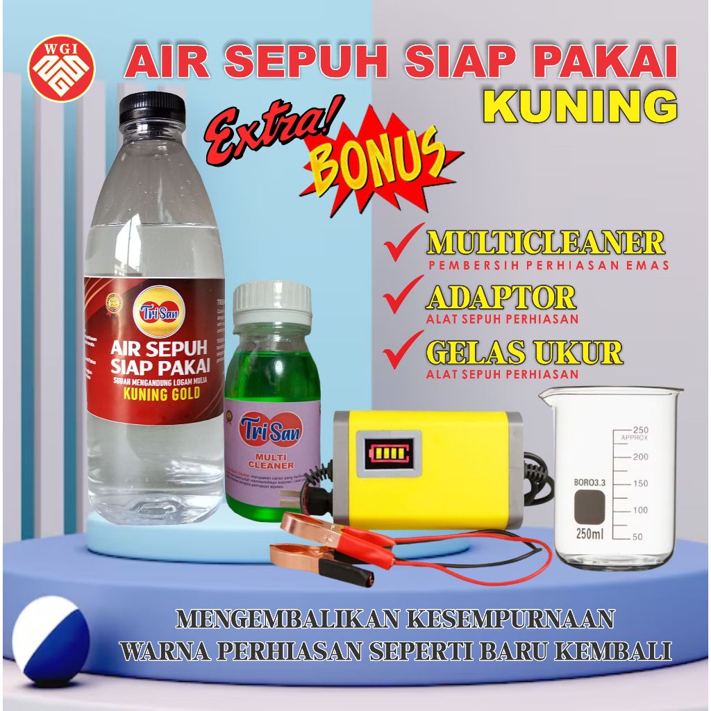 Air Sepuh Kuning Cairan Penyepuhan Perhiasan Emas 24K Perak Paket Full