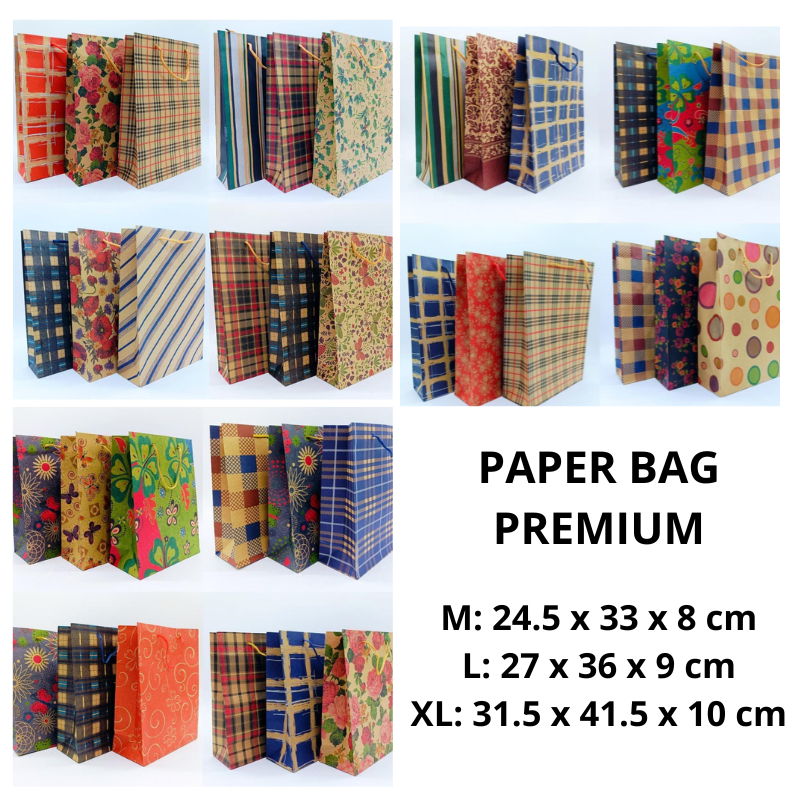 

[1 Lusin/ 12 Pcs] Paper Bag Coklat Batik Premium Bahan Tebal / Goodie Bag / Hand Bag Kertas / Tas Serbaguna Batik Corak Warna Warni