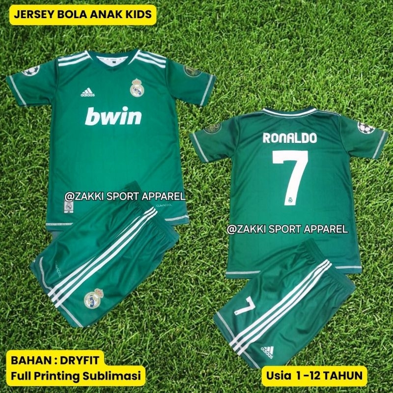 Setelan Anak madrid Retro / Baju bola Anak / jersey sepakbola Anak / Baju olahrga anak / jersey Rona