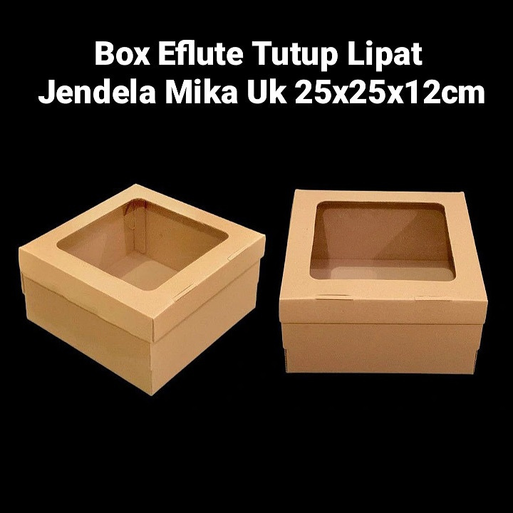 

( 5 pcs ) Cake Box Hampers Kue Ulang Tahun Dus Coklat Polos Jendela Mika Ukuran 25x25x12cm