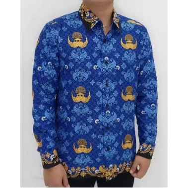 batik korpri kerah hitam terbaru full furing bahan semi sutra halus,nyaman di pake