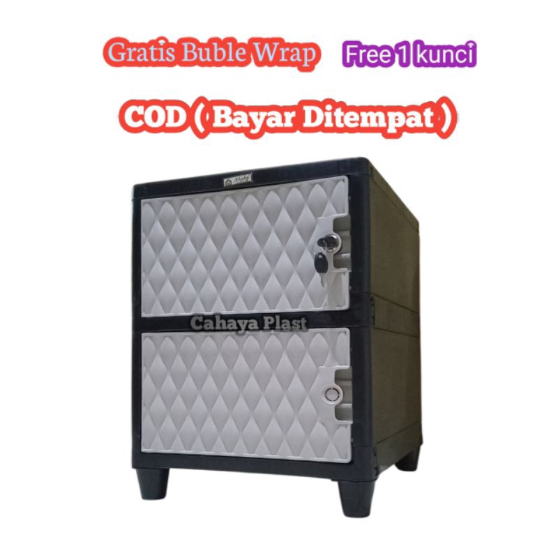 Promo Lemari Box Tempat Baju Mainan Kosmetik Buku Makanan Susun 2 Kunci 1 Serbaguna