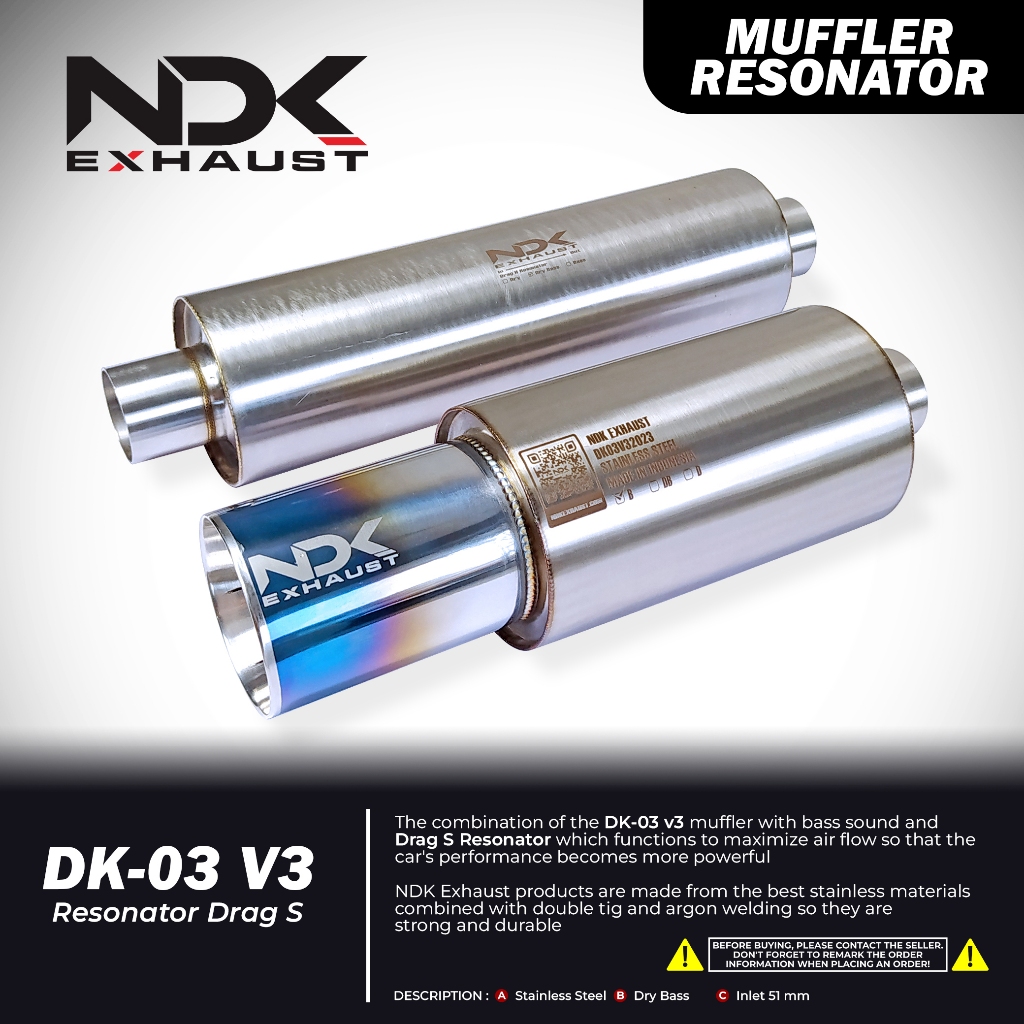 NDK EXHAUST RESONATOR DRAG S DAN MUFFLER DK 03 V3 MOBIL AYLA KNALPOT MOBIL RACING