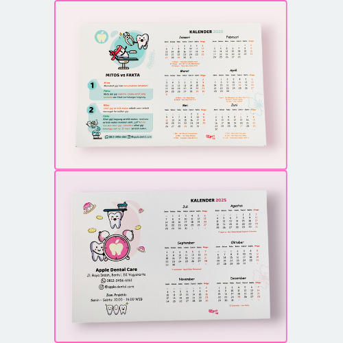 

Kalender Souvenir Pasien Klinik Dokter Dentist drg Desain Eksklusif Praktis Materi Edukasi Kesehatan Gigi dan Mulut Custom