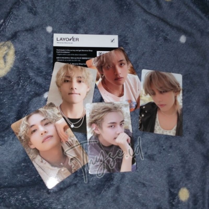 PC Layover Versi Blue + PC Weverse Album + Post Card Official V BTS