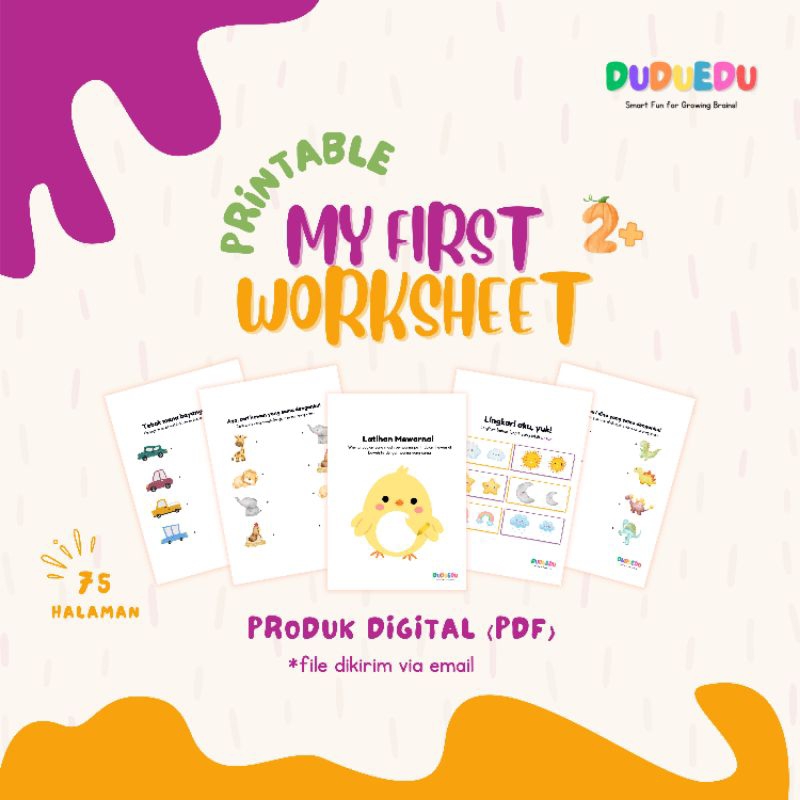 Printable My First Worksheet (2+) | Worksheet for Toddler| Worksheet Pertama| Worksheet untuk anak 2