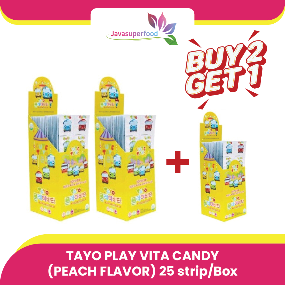 

[BUY 2 GET 1 FREE] Tayo Play Vita Candy Peach Flavor Permen Vitamin C Anak