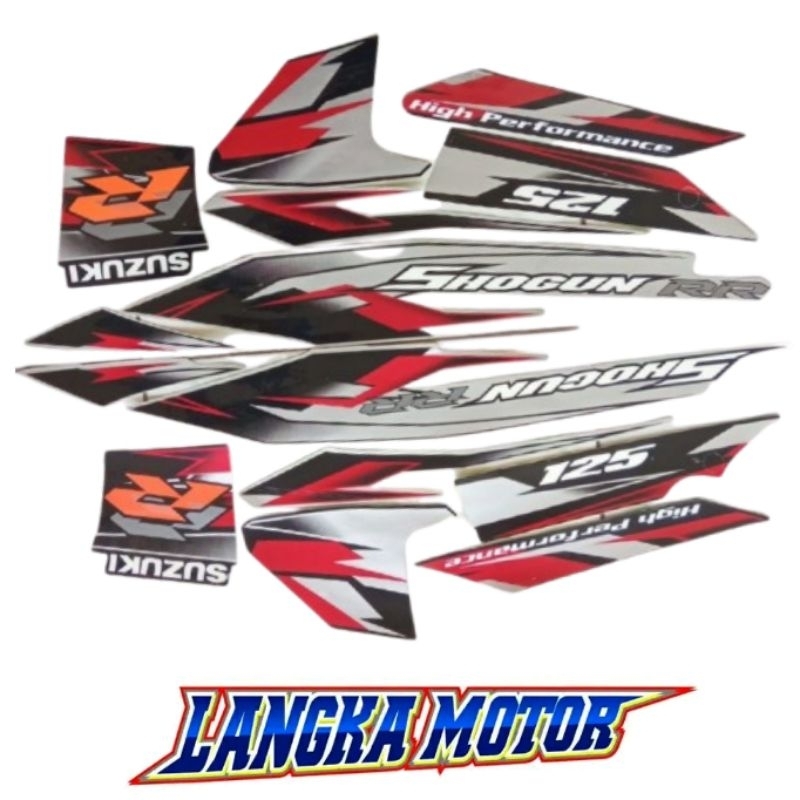 Shogun Striping Stiker bodi Suzuki NEW SHOGUN robot FL 125 RR Silver Hitam