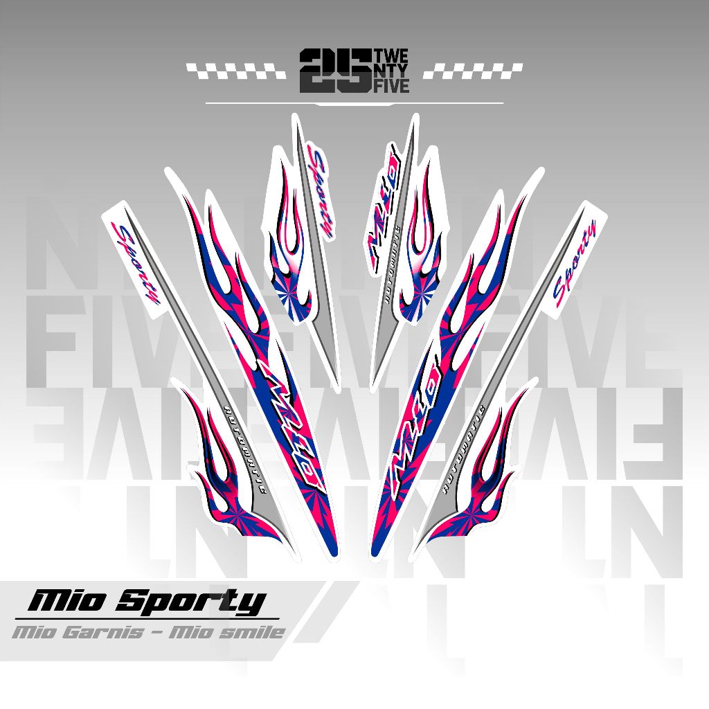 STRIPING MIO SPORTY API/VARIASI 15/DASAR PUTIH/STIKER MIO SPORTY/MIO SMILE/STRIPING MIO API/STIKER M