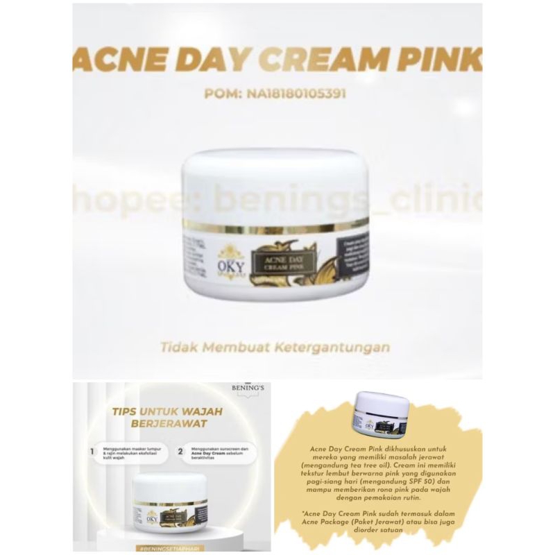 Bening Skincare ACNE DAY CREAM PINK  by Bening Clinic dr oky pratama