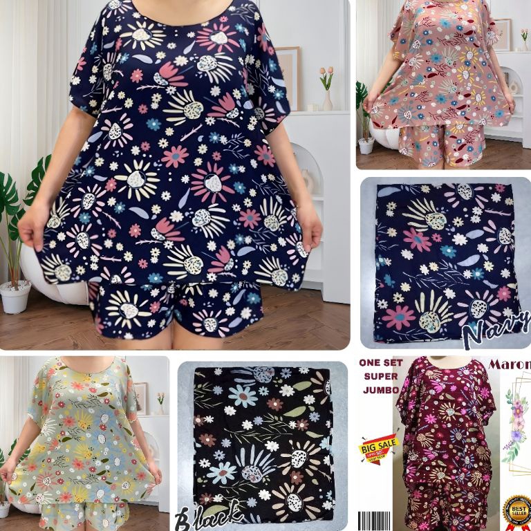 KODE N97X Setelan baju tidur jumbo wanita setelan baju tidur jumbo wanita size XXXXL jumbo Ld 143 cm