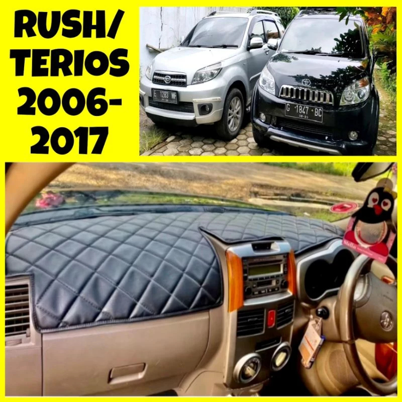 Aksesoris cover dashboard motip wajik kulit sintetis untuk mobil Rush Dan Terios Lama 2006-2017