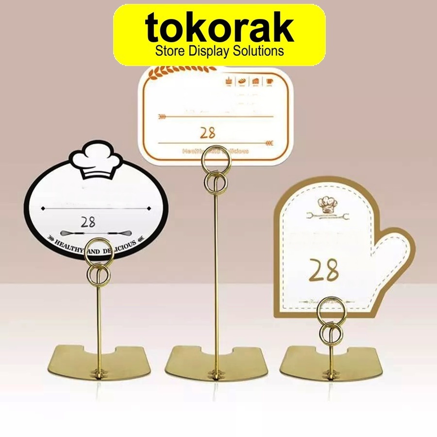 

TIANG NOMOR MEJA STAINLESS MENU STAND TABLE NUMBER HOLDER STAND TATAKAN HOLDER FOTO PRICE TAG LABEL HARGA KAWAT PLAT 5 10 15 CM 5CM 10CM 15CM TOKO ROTI BAKERY KUE
