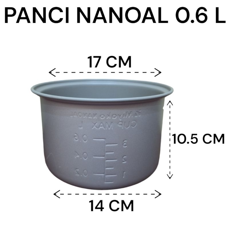 Panci Magic Com NANOAL 0.6 Liter 1.8 Liter Anti Lengket Original Miyako