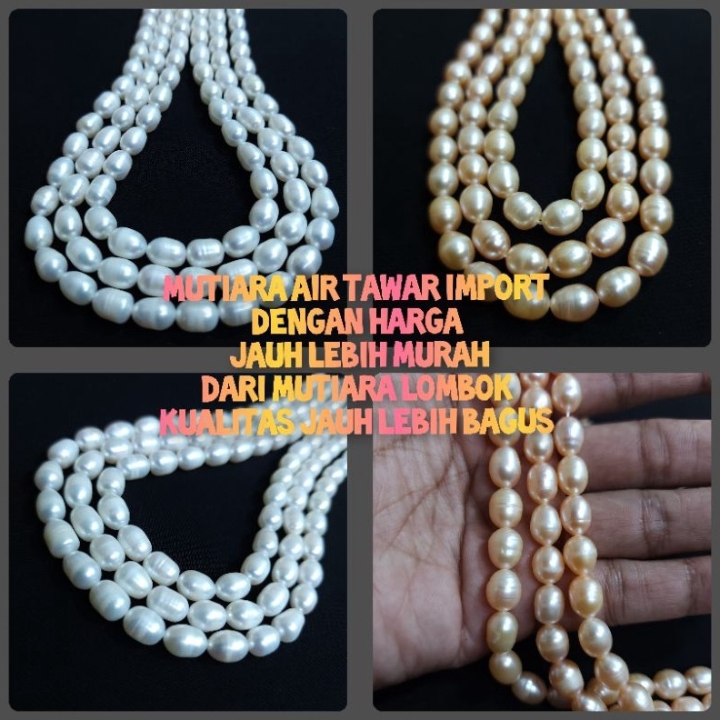 KODE V26U MUTIARA AIR TAWAR OVAL ASLI PER UNTAI 78MM  MUTIARA IMPORT  BUKAN MUTIARA LOMBOK  1 PEARL