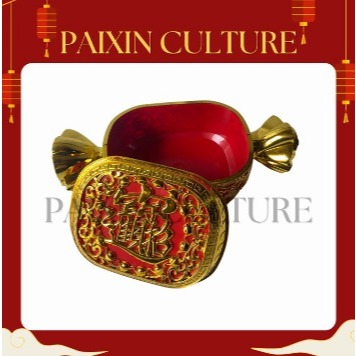 

Kotak Permen Imlek Emas Merah bentuk Permen