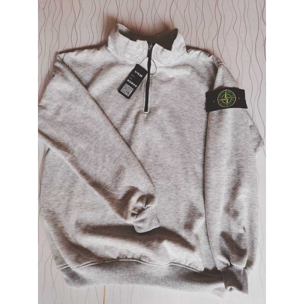 halfzip sweater stone island ribbing original / jacket crewnack pria wanita bahan fleece unisex prem