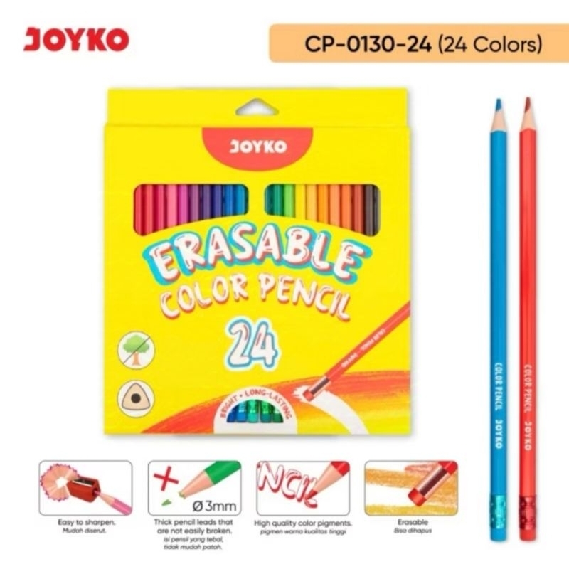 

Erasable Color Pencil Pensil Warna Dapat Dihapus Joyko CP-0130 Triangle Grip
