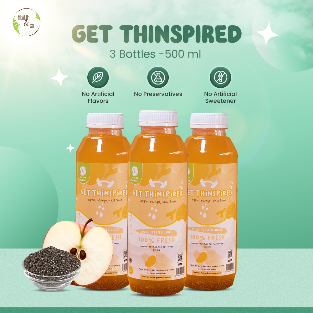 

Health & Co - Get Thinspired Drink - Minuman Sehat Detox - 3 Bottles @500ML