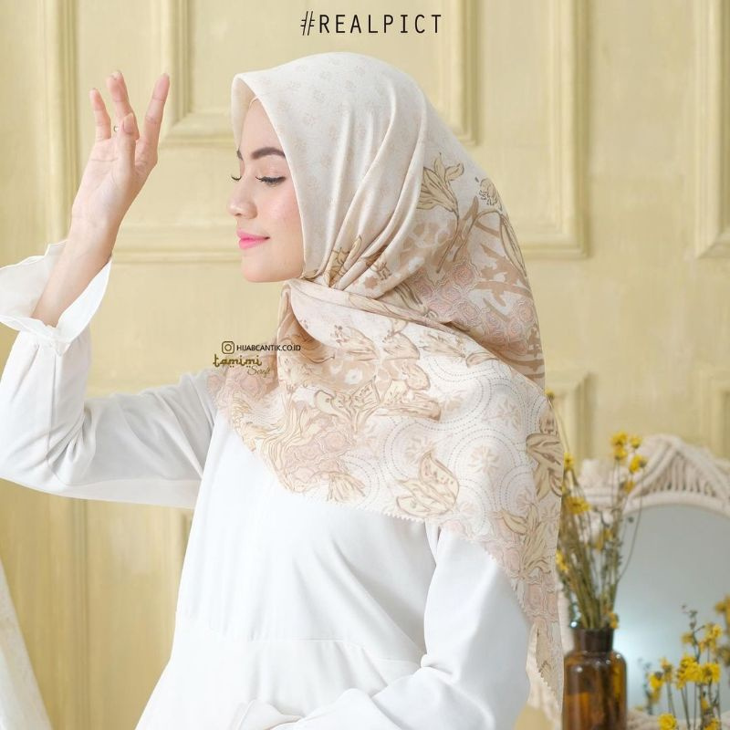 LEKA Hijab Segi Empat Voal Motif Terbaru / Jilbab Segi Empat Motif FLOWER PUTIH