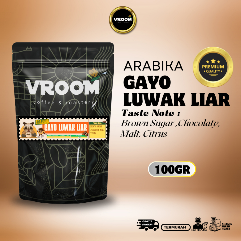 

Kopi Luwak Arabika Gayo Wild Civet Coffee Premium Arabica Coffee Roasted Bean 100gr