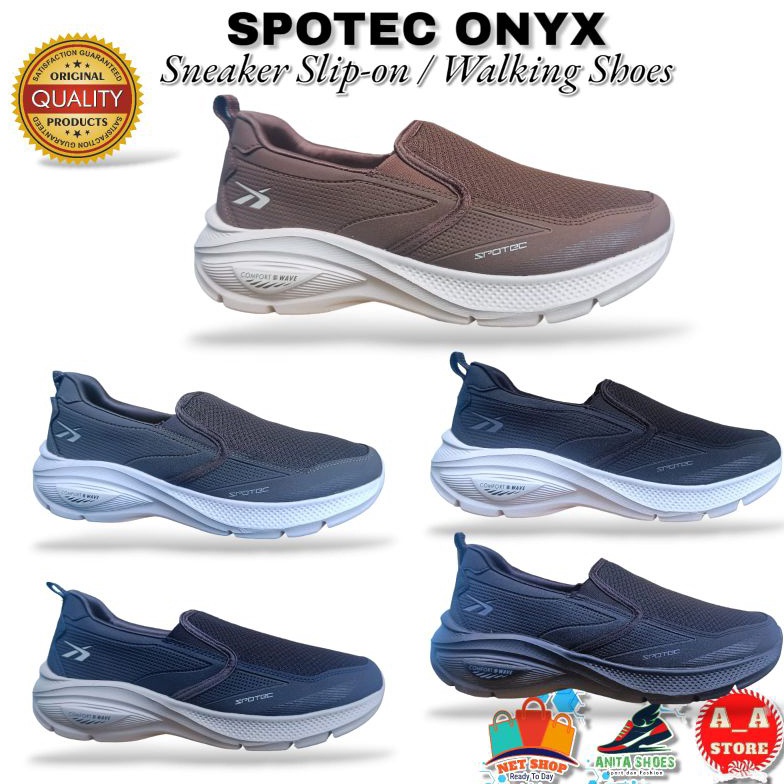 KODE T6Z Sepatu Slip On Pria Spotec Onyx Sepatu Sneaker Tanpa Tali