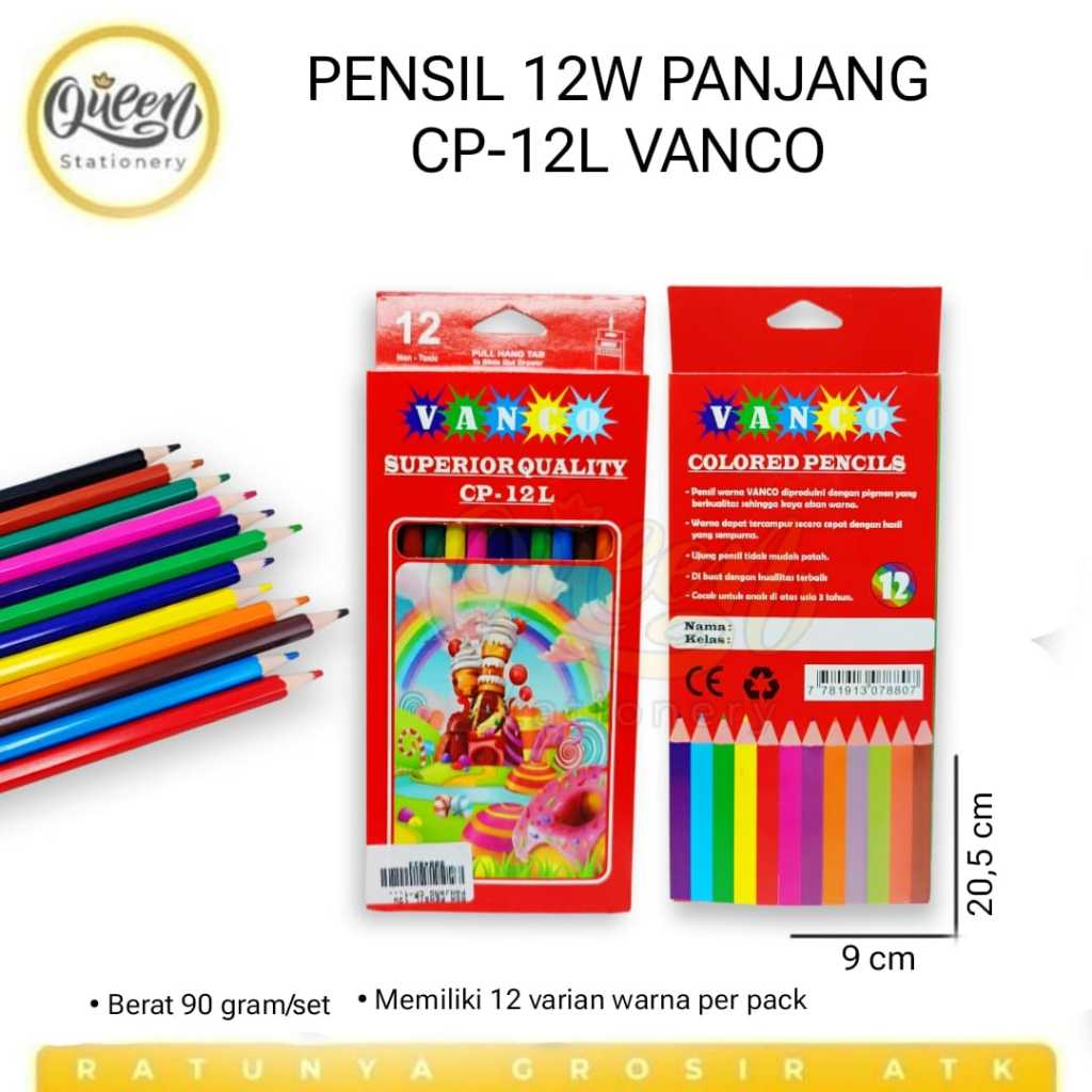 

1 SET PENSIL 12W PANJANG CP-12L VANCO / PENSIL WARNA PANJANG / PENSIL WARNA MURAH / COLOUR PENCIL (010395)