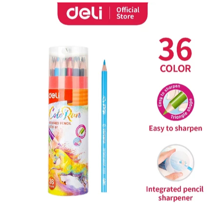 

Deli Pensil Warna 36 Warna dengan Rautan Pensil pada box untuk penajaman yang aman EC00337