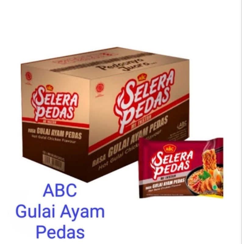 

MIE ABC SELERA PEDAS GULAI AYAM PEDAS 70 gram 1 Kardus isi 40 pcs