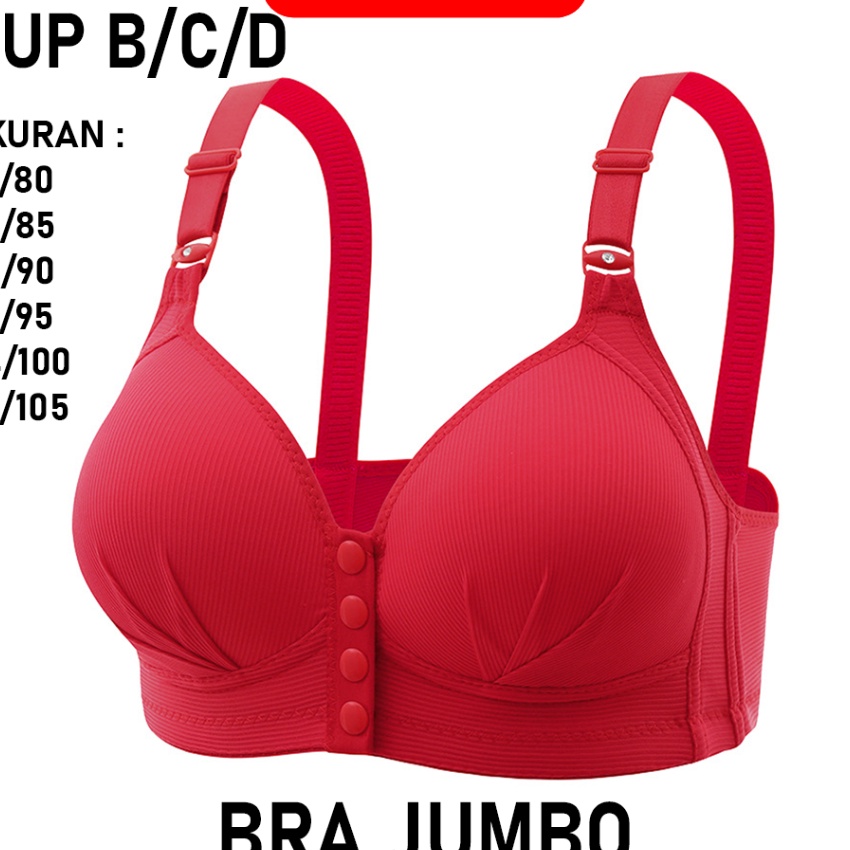 FG2 Bra Jumbo Kait Depan BH Menyusui Size Wanita Tanpa Kawat Ukuran Kancing