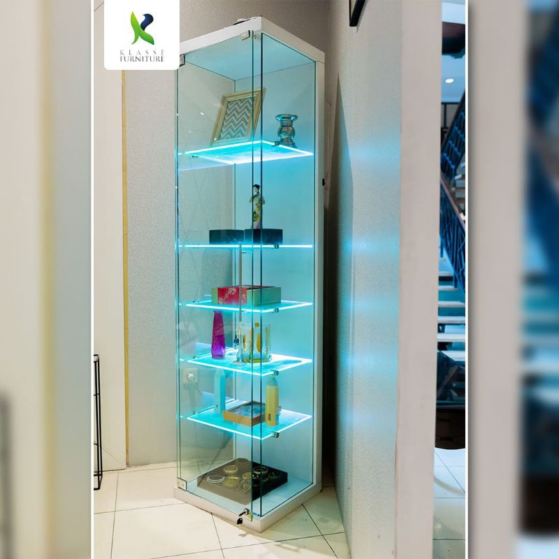 Neyla Nevada Rak Pajangan Kristal 1 Pintu Showcase Kaca Minimalis Rak Display Kabinet Kristal Lemari