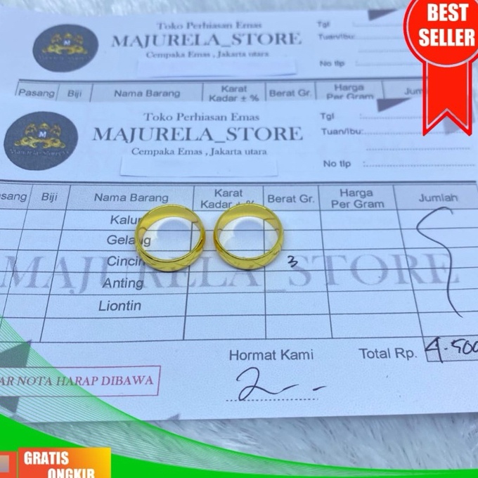 Hemat Perhiasan Cincin Couple emas Free notaCincin Tunangan Cincin polos Cincin 3 g awet tahan lama 